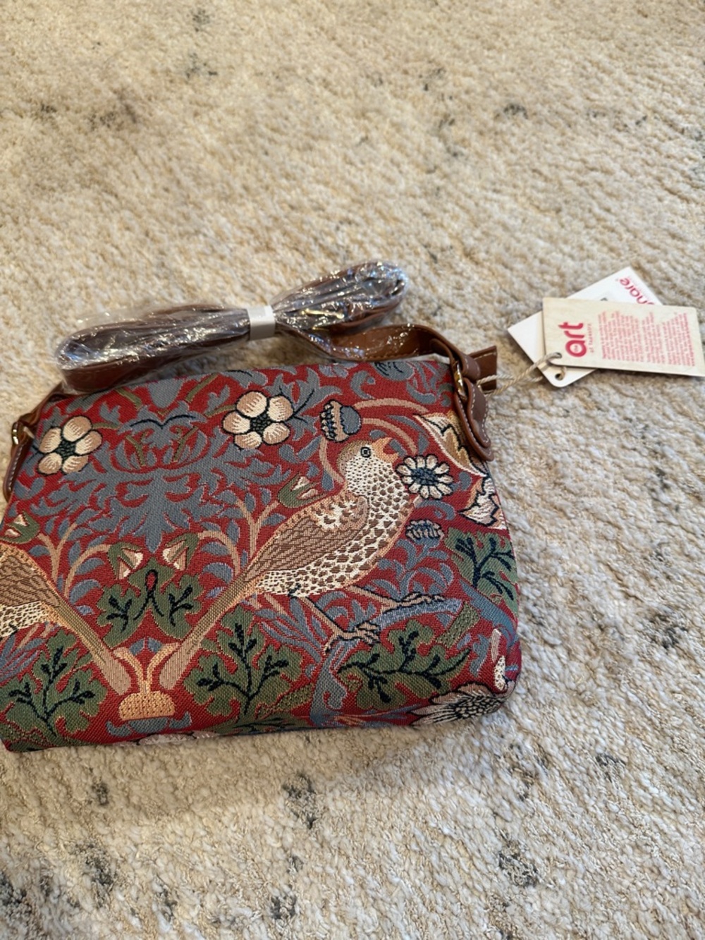 Signature Art Tapestry Crossbody Bag in Red and Blue - Picture 2 of 4
